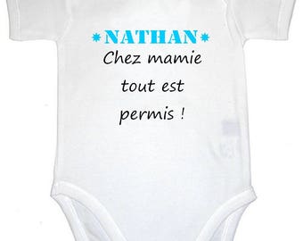 Bodysuit with Grandma anything personalised with name