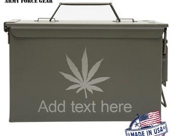 Marijuana Leaf Custom Engraved 30/50 Cal Ammo Can Personalized Dad Gift Cool Guy Gifts Father's Day Gift, Grandpa Gift Groomsmen Hunter 4/20