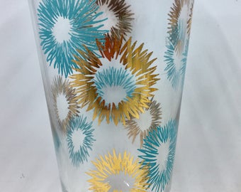 Vintage Modern MCM Drinking Glasses Swanky Swig Aqua and Gold