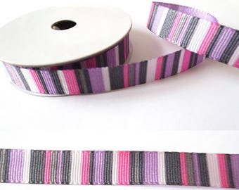 2 m x fancy 10mm purple striped grosgrain Ribbon