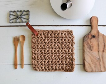 Potholder triviet recycled coton crochet