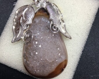 Vintage Sterling Silver Druzy Pendant
