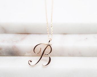 Rose Gold Initial Necklace Classic Letter Necklace Initial Charm Necklace Gifts for Friends