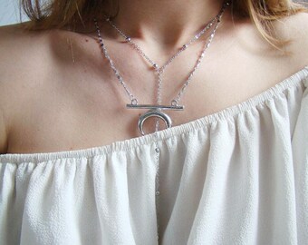 Silver half moon, Crescent necklace silver, half moon, Crescent, silver, gift, PILKATIKO necklace