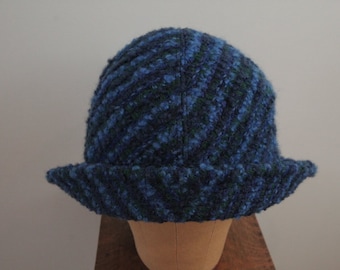 Blue Woven Sun Hat with Turned Up brim