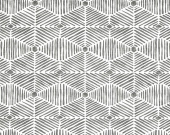 Tropical Tribal Gray Thatch Fabric by Yard Designer Drapery or Upholstery Fabric Grey Cotton Home Decor Fabric G123