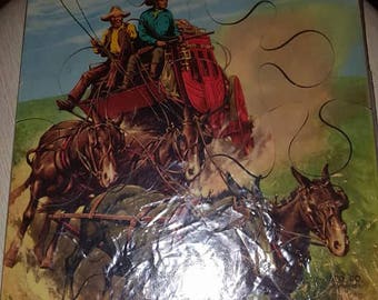 2 1950 Wood SIFO Puzzles- Cowboys and Indians