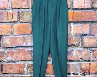 High Waisted Pleated Teal Vintage 1980s Pants