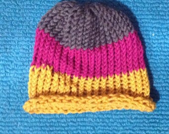 Gray, Maroon, and Gold Striped Hat
