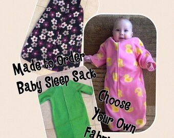 Fleece Baby Sleep Sack Fleece-Choose Your Pattern-Baby Bunting-Sleeveless and Sleeves Available