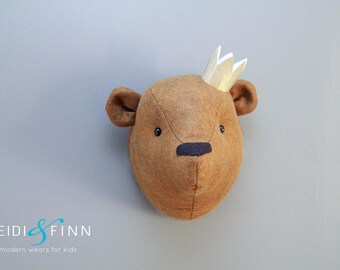 Teddy Bear Faux Taxidermy wall decor bear head room nursery brown bear art