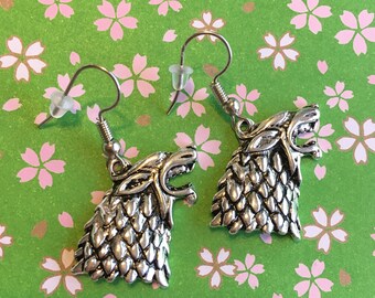 Game of Thrones Jon Snow Direwolf Metal Earrings