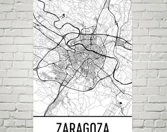 Zaragoza Map, Zaragoza Art, Zaragoza Print, Zaragoza Spain Poster, Zaragoza Wall Art, Map of Spain, Spanish Gifts, Spanish Decor, Spain Map
