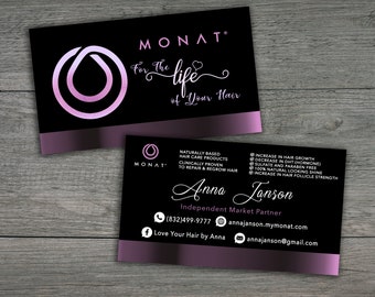Monat Business Cards - 3,5x2 inches -Monat Business, Printable Business Cards - Monat Hair Care,Purple Monat