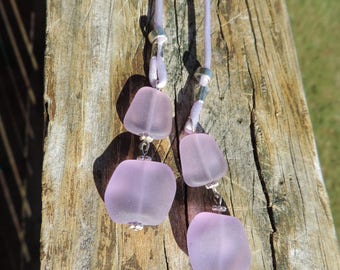 Sea Glass Necklace, Sea Glass Lariat, Beach Glass Necklace, Beach Glass Lariat, Purple Sea Glass, Purple Beach Glass, Lavender Sea Glass