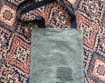 Upcycled military canvas tote bag