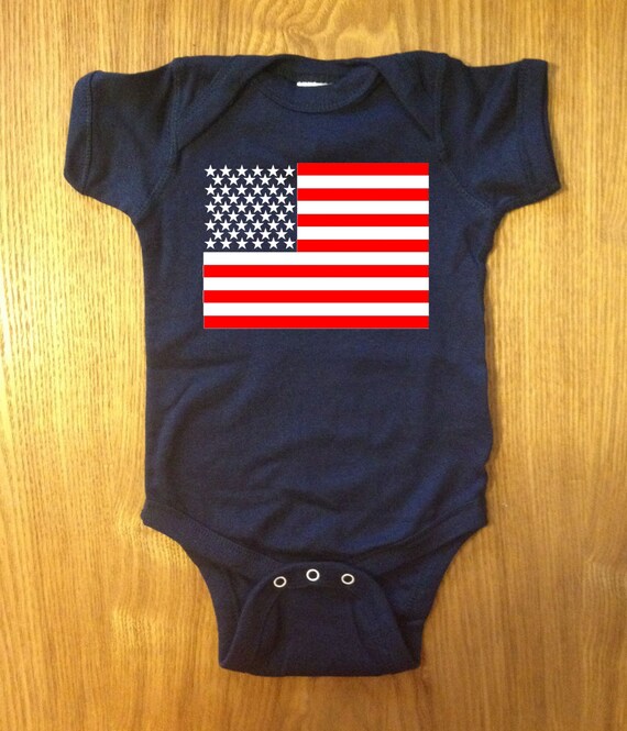 Cute American Flag Patriotic Baby One Piece Bodysuit Creeper