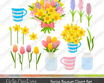 Spring Bouquet Clipart set - instant download