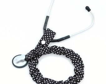 Stethoscope Cover, Medical Student, Nursing Student, Stethoscope Sock, Student Nurse, Stethoscope Accessories, Black with White Polka Dots