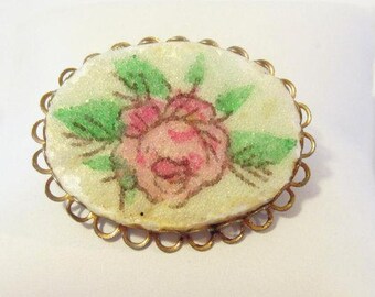 SALE. Vintage jewelry ROSE Flower brooch