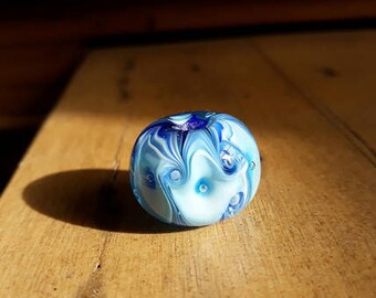 Blue swirl, lampwork focal swirl bead, blue focal bead