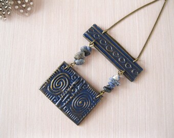 Bohemian jewelry Long pendant necklace Antique jewelry Greek necklace Boho style Tribal jewelry Pharaoh ancient egypt Ancient greek jewelry