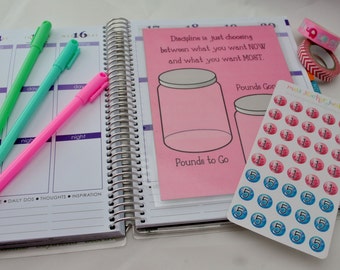 Weight Loss Dashboard for Erin Conden Life Planner Pounds Tracker Mason Jars Marbles Marble Stickers Pounds Lost