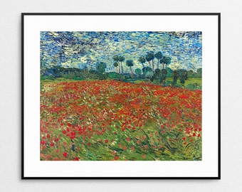 Vincent Van Gogh - Field With Poppies - Poppy Field - Van Gogh Fine Art Reproduction - Wall Art - Famous Painting - Red Decor - Floral Art
