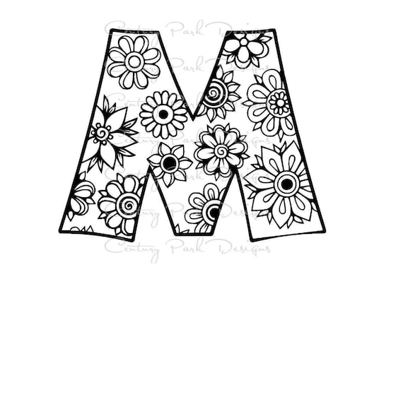 letter m alphabet flowers svg jpeg png pdf use with