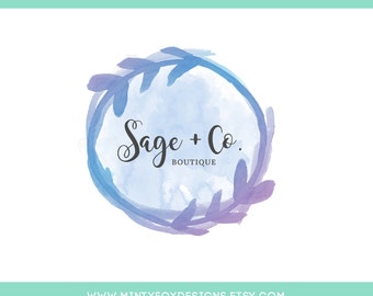 Watercolor Logo, DIY Logo Template, Instant Download Logo, PSD Logo Template, Editable Logo, Badge Logo Template, DIY Watercolor Logo