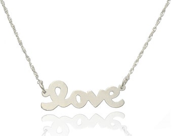 14K White Gold Love Necklace