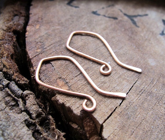 Handmade Copper Ear wires 20 gauge Hammered Hook Earwires