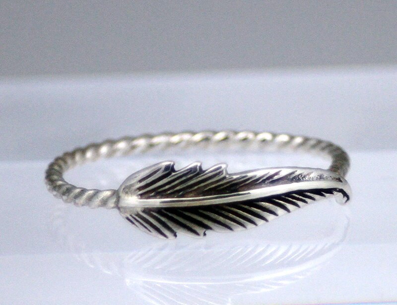 Sterling silver feather ring silver ring feather ring