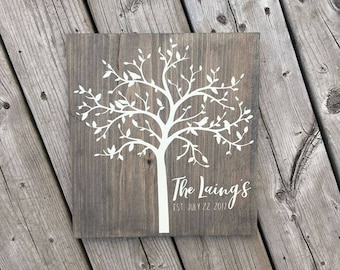 Personalized Family Established Wood Sign, Tree, Wedding, Engagement, Bridal Shower, Anniversary, Gift Idea, Farmhouse, Rustic Home Decor