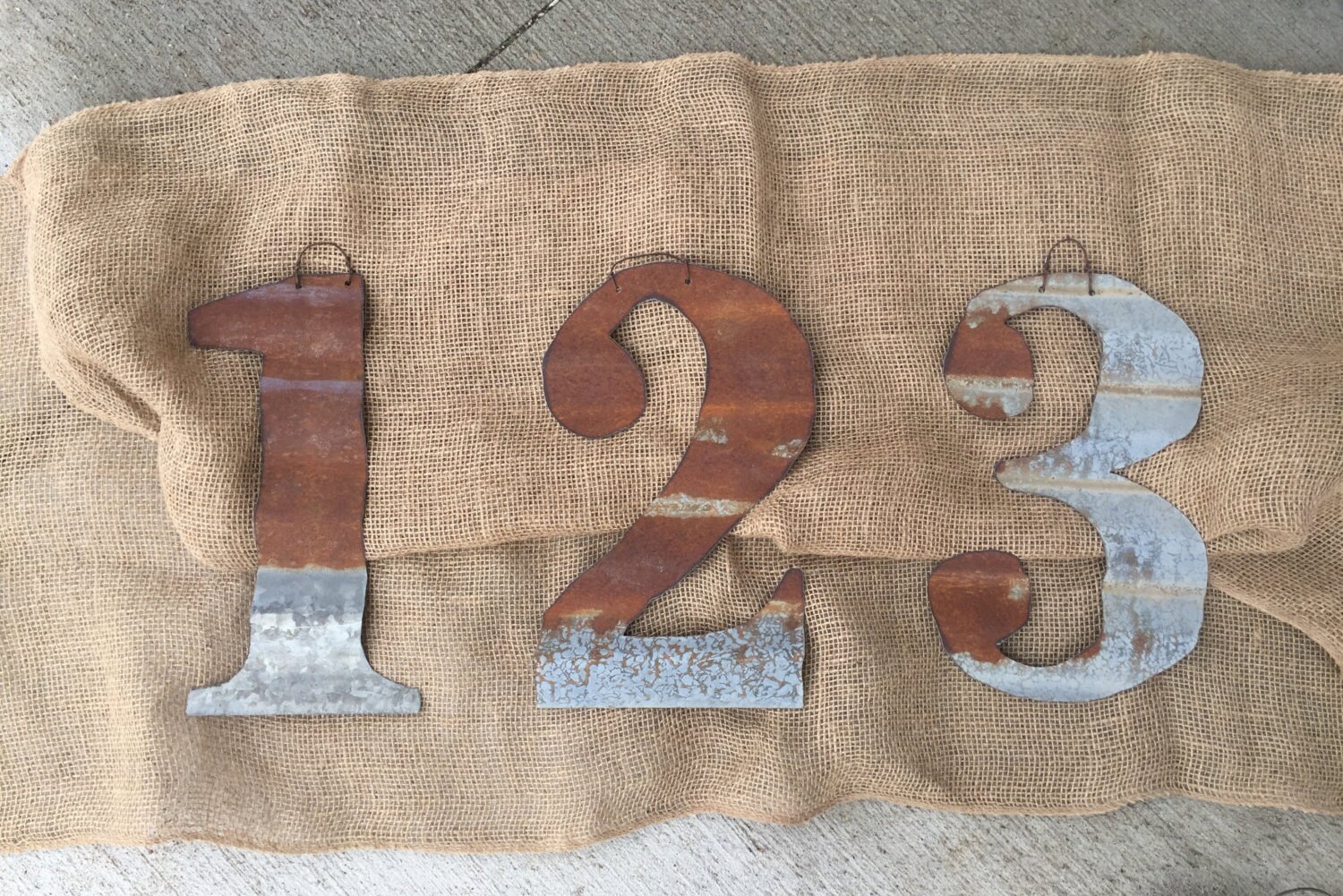12 inch galvanized tin numbers rusty numbers rustic numbers