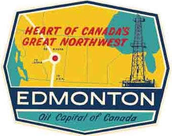 Vintage Style Edmonton Canada Travel Decal sticker