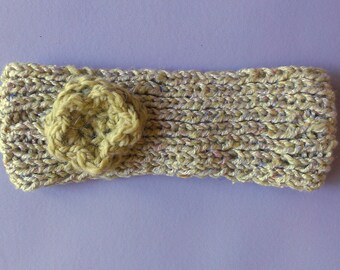 handmade lime green knit child headband
