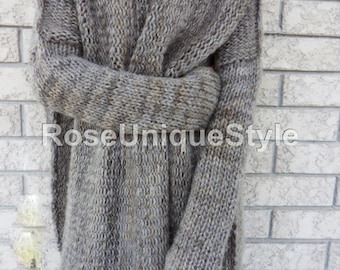Oversized woman knit sweater.Chunky/Bulky loose knit sweater. Marble grey sweater. Loose fit wool sweater.
