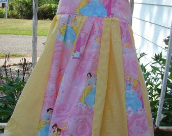 custom boutique twirl dress made with disney princess fabric 2-6