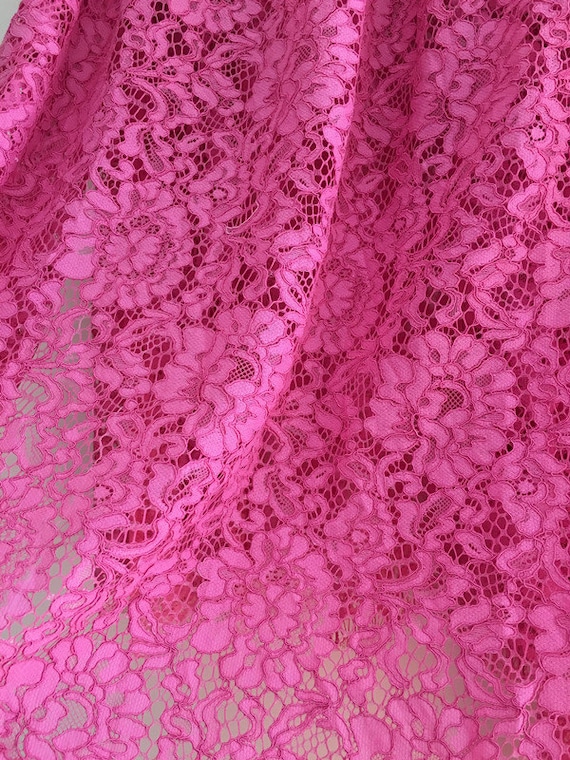 hot pink lace fabric cord lace fabric alencone lace fabric
