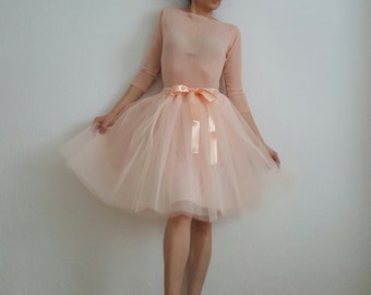 Tulle petticoat Light version apricot pastel 55 cm skirt