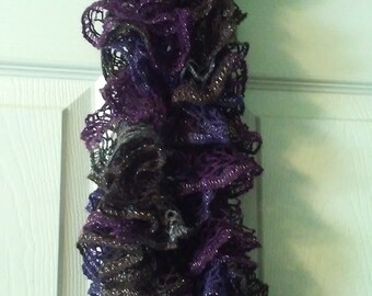 Purple and Brown Ruffled Scarf