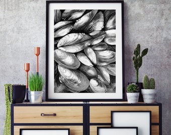 Wall art, print, illustration. "Muscle Mayhem" by Jodie Clark, in black and white. A4 & A3