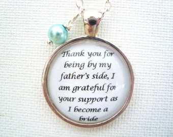 STEPMother of the bride pendant necklace with Swarovski pearl, original quote