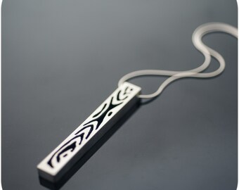 Wood Grain Sterling Silver Necklace