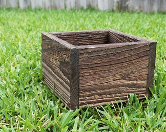 Square Farm Planters Box 4, 5", 6" and 8"L (3.25" - 3.75"H - Tall), Centerpiece, Herb Box, Primitive Box, Garden, Storage, Succulent