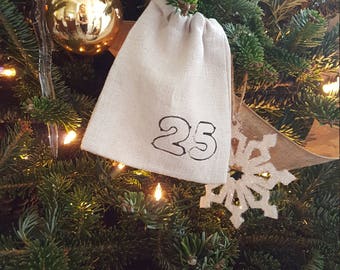 Rustic advent calendar pouches / bags Cotton/linen blend 25 days