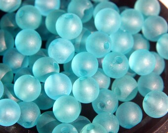 50 Turquoise blue small 5m plastic round beads