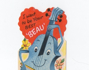 I Want To Be Your Best Beau 1950s Vintage Valentine Valentine's Day Greeting Card Romance, Love, Funny