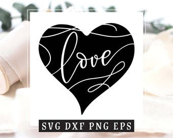 Love & Heart svg cut file Valentines day svg cutting file Cricut svg Digital clip art Valentines svg Vinyl saying Love svg DXF png eps Cameo